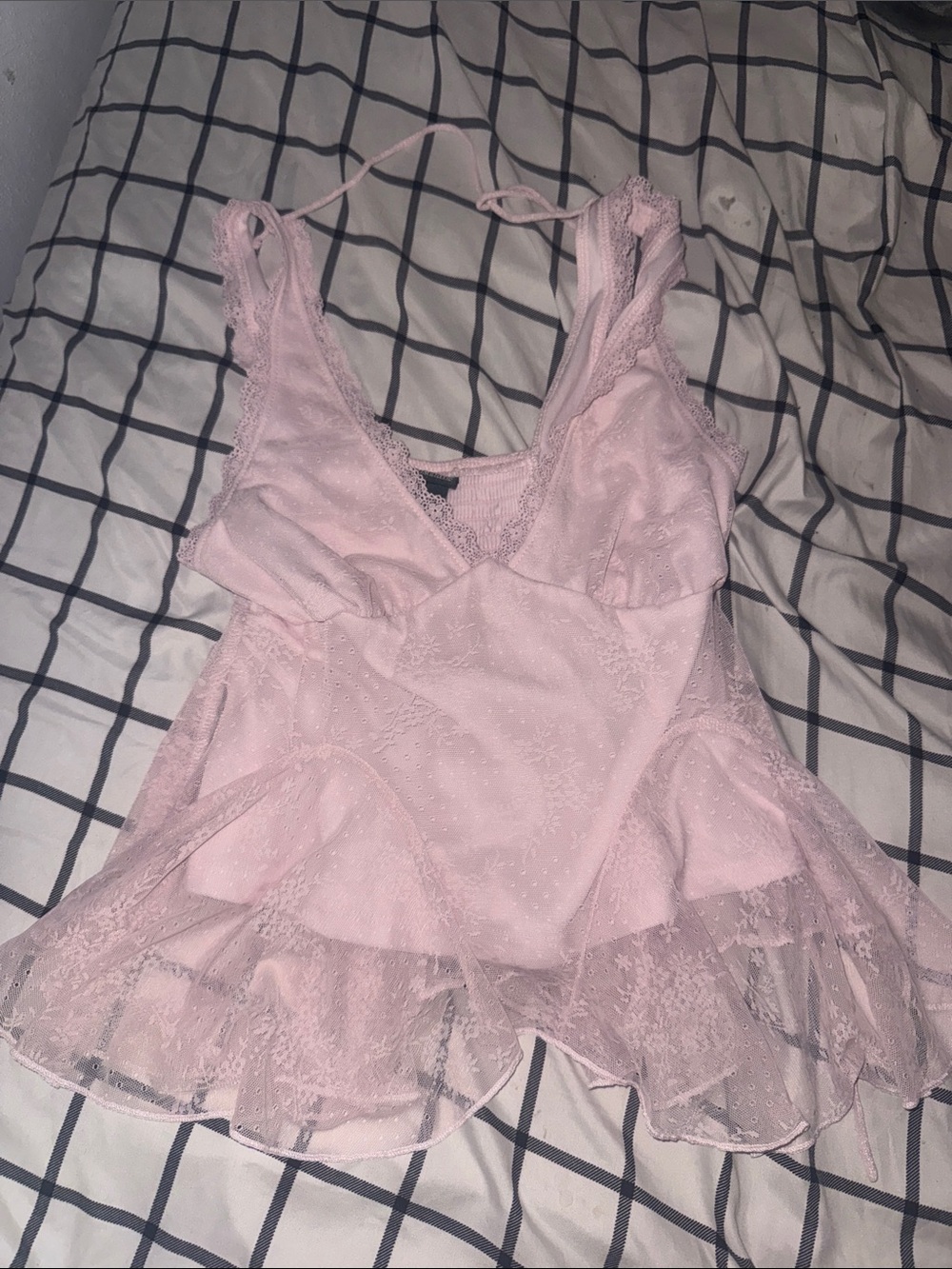 Target Pink Lace Trim Chemise Tank Top